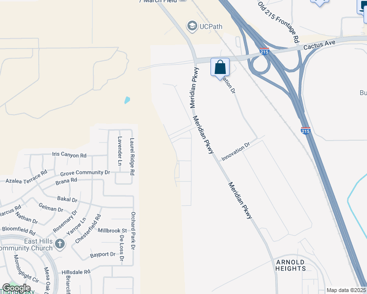 map of restaurants, bars, coffee shops, grocery stores, and more near 21803 Authority Way in March Air Reserve Base