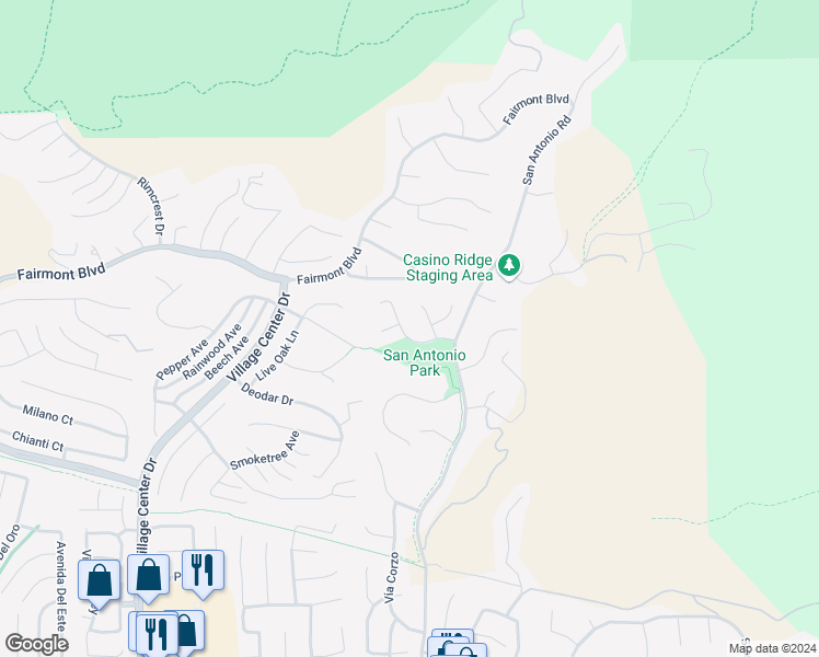 map of restaurants, bars, coffee shops, grocery stores, and more near 4140 View Park Drive in Yorba Linda