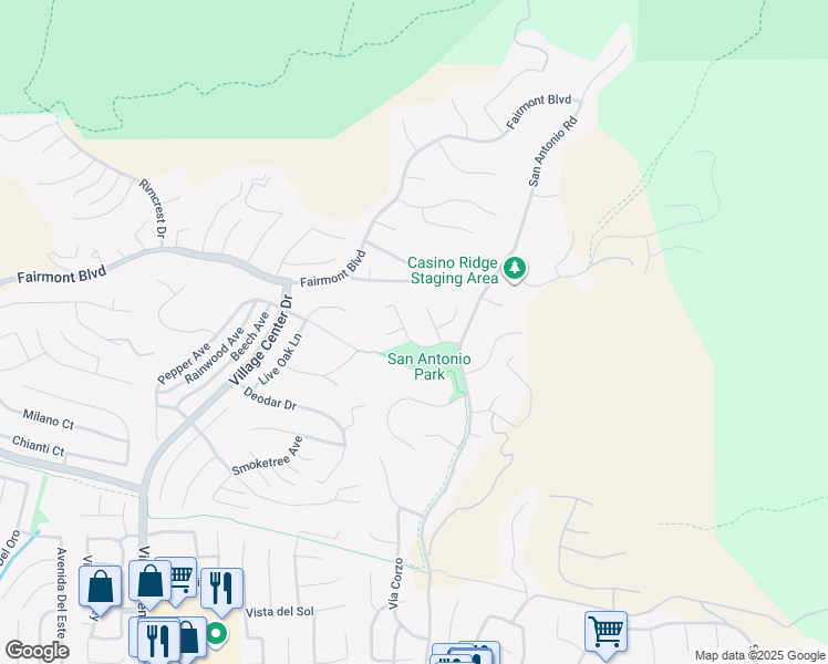 map of restaurants, bars, coffee shops, grocery stores, and more near 4140 View Park Drive in Yorba Linda