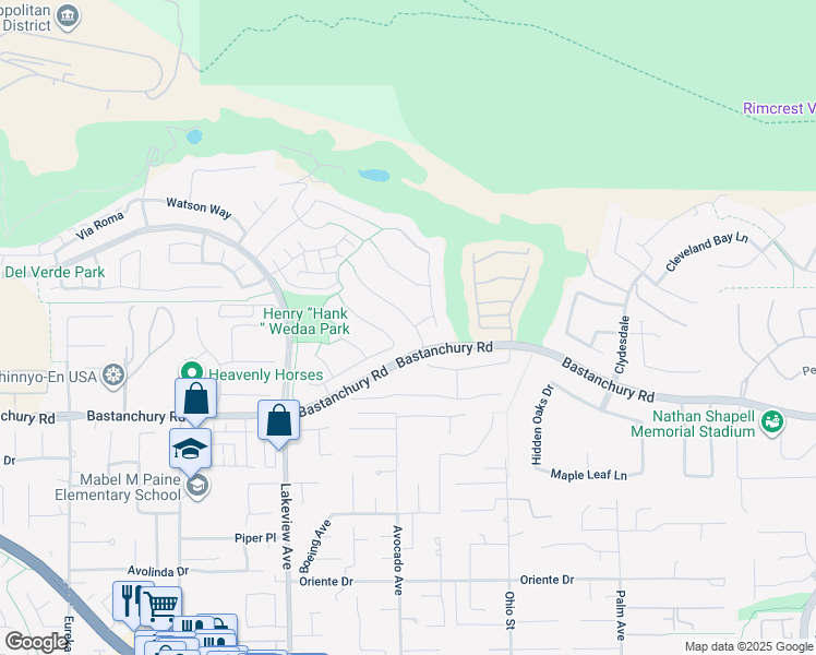 map of restaurants, bars, coffee shops, grocery stores, and more near 4064 Humboldt Lane in Yorba Linda
