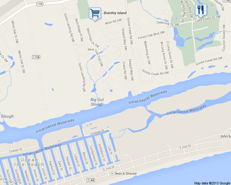 map of restaurants, bars, coffee shops, grocery stores, and more near 1770 Twisted Oak Lane Southwest in Ocean Isle Beach