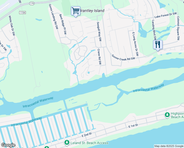 map of restaurants, bars, coffee shops, grocery stores, and more near 1770 Twisted Oak Lane Southwest in Ocean Isle Beach