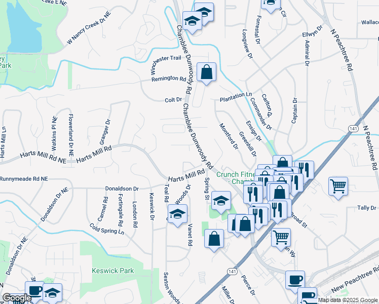 map of restaurants, bars, coffee shops, grocery stores, and more near 3778 Wynn Walk in Atlanta