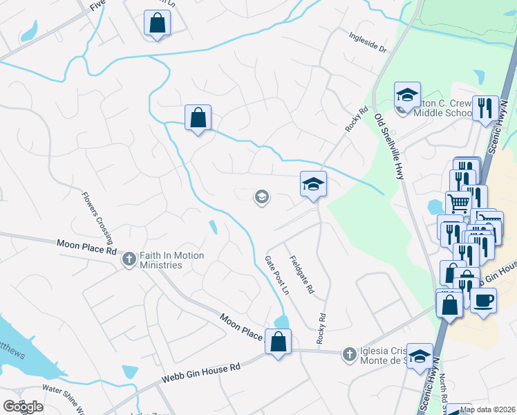 map of restaurants, bars, coffee shops, grocery stores, and more near 1143 Laurel Hill Way Southwest in Lawrenceville