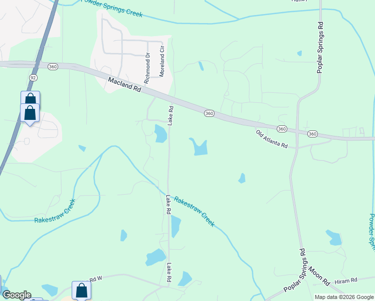 map of restaurants, bars, coffee shops, grocery stores, and more near 263 Lake Road in Hiram