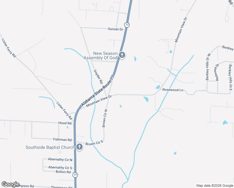 map of restaurants, bars, coffee shops, grocery stores, and more near 3496 Mountain View Drive in Southside