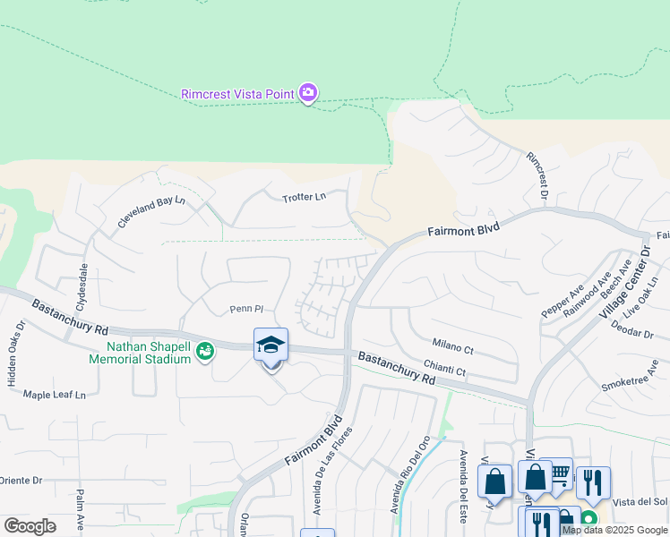 map of restaurants, bars, coffee shops, grocery stores, and more near 4028 Villa Modena in Yorba Linda