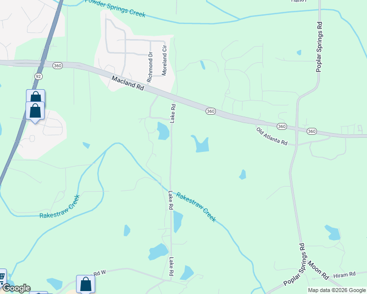 map of restaurants, bars, coffee shops, grocery stores, and more near 263 Lake Road in Hiram