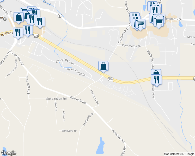 map of restaurants, bars, coffee shops, grocery stores, and more near 1170 Old Harris Rd in Dallas