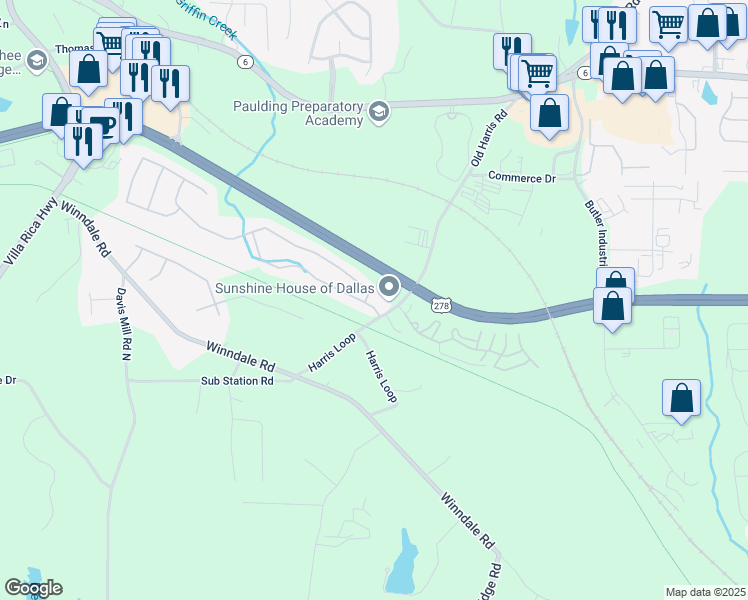 map of restaurants, bars, coffee shops, grocery stores, and more near 106 Silver Fox Trail in Dallas