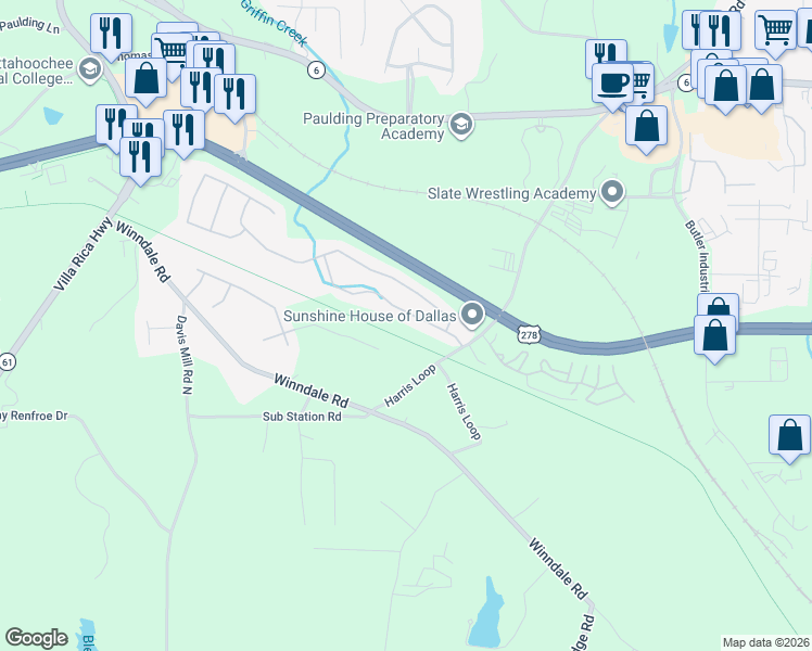 map of restaurants, bars, coffee shops, grocery stores, and more near 223 Silver Ridge Drive in Dallas