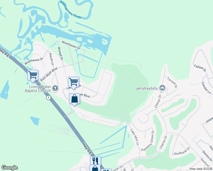 map of restaurants, bars, coffee shops, grocery stores, and more near 1813 Fairwinds Drive in Longs