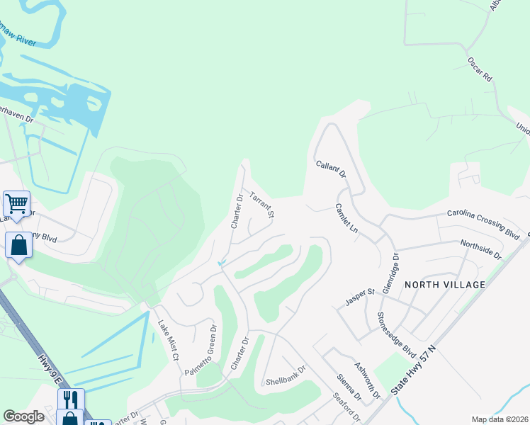 map of restaurants, bars, coffee shops, grocery stores, and more near 630 Tarrant Street in Longs