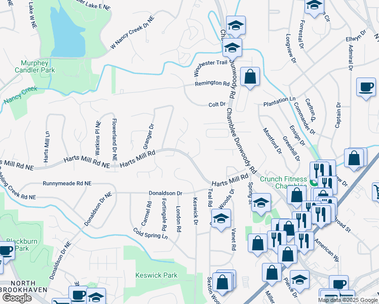 map of restaurants, bars, coffee shops, grocery stores, and more near 2 Orleans Place in Chamblee