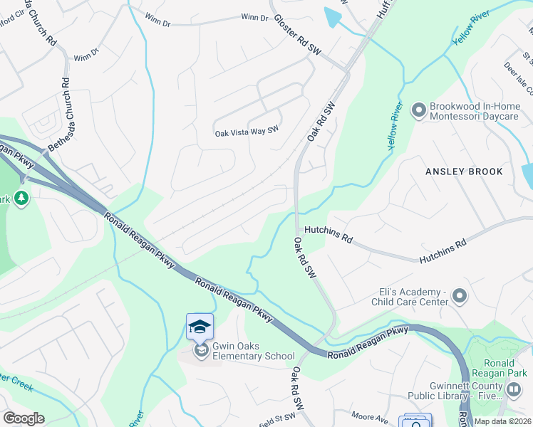 map of restaurants, bars, coffee shops, grocery stores, and more near 3646 Bridge Walk Drive in Lawrenceville
