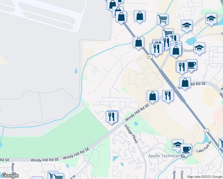 map of restaurants, bars, coffee shops, grocery stores, and more near 2104 Caswell Circle in Marietta