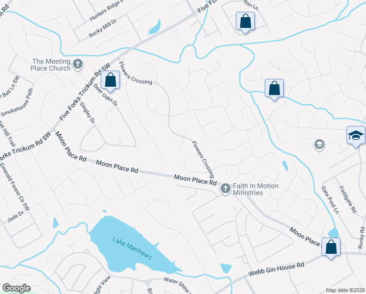 map of restaurants, bars, coffee shops, grocery stores, and more near 2060 Montrose Court in Lawrenceville