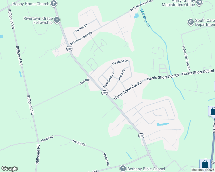 map of restaurants, bars, coffee shops, grocery stores, and more near 1816 Northlake Drive in Conway