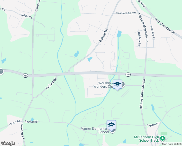 map of restaurants, bars, coffee shops, grocery stores, and more near 4928 Macland Road in Powder Springs