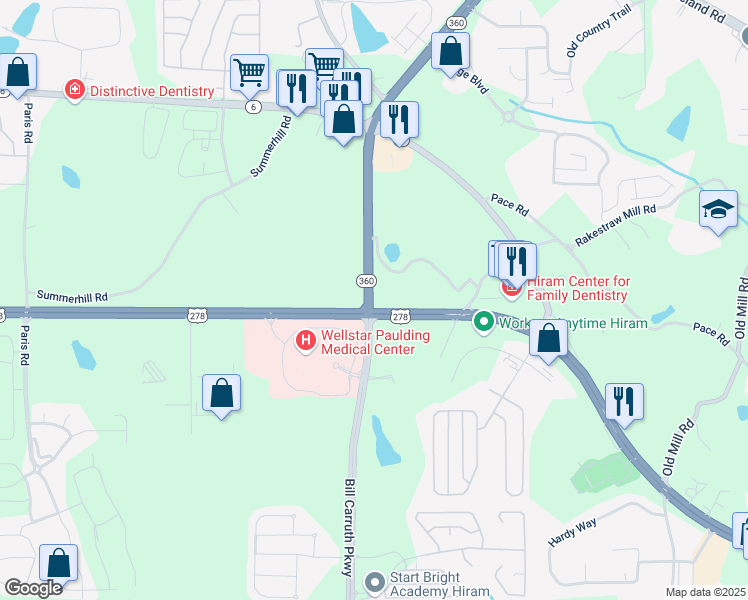 map of restaurants, bars, coffee shops, grocery stores, and more near 0 Charles Hardy Parkway in Dallas