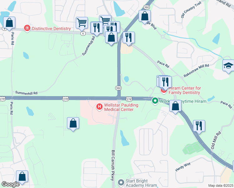 map of restaurants, bars, coffee shops, grocery stores, and more near 0 Charles Hardy Parkway in Dallas