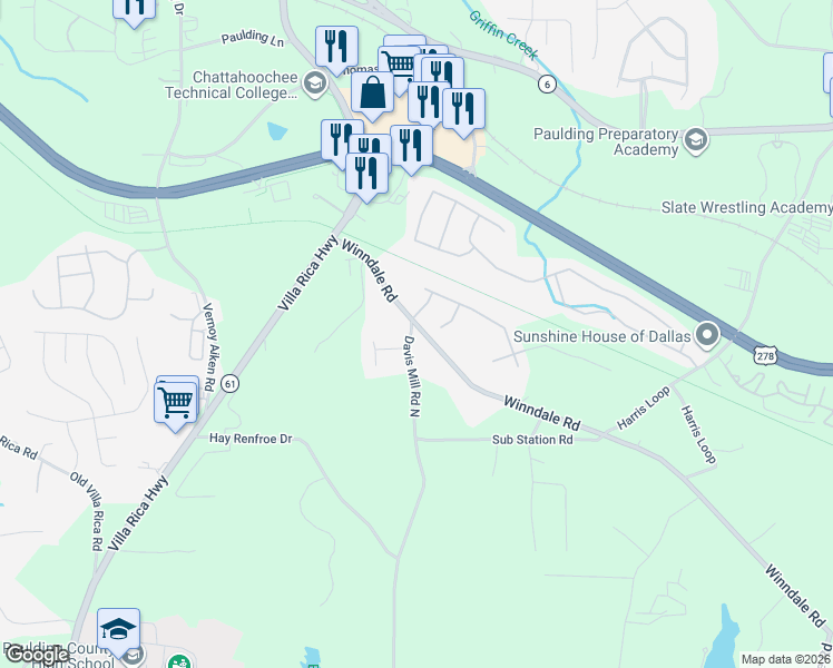 map of restaurants, bars, coffee shops, grocery stores, and more near 67 Silverleaf Lane in Dallas