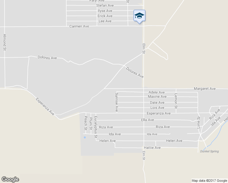 map of restaurants, bars, coffee shops, grocery stores, and more near 15011 Sunrise Avenue in Cabazon