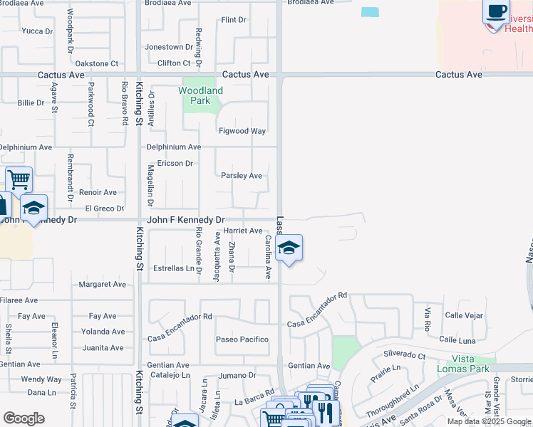map of restaurants, bars, coffee shops, grocery stores, and more near 25965 Coriander Court in Moreno Valley