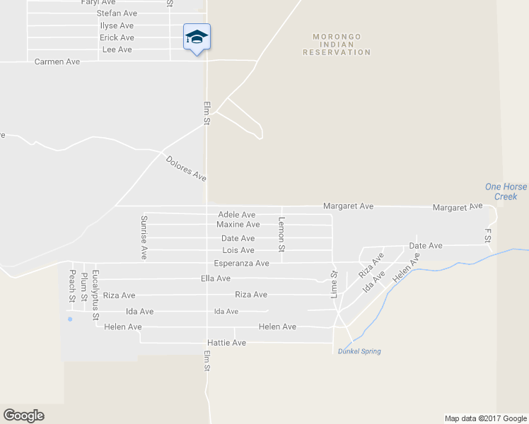 map of restaurants, bars, coffee shops, grocery stores, and more near 52186 Adele Avenue in Cabazon