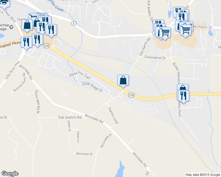 map of restaurants, bars, coffee shops, grocery stores, and more near 110 Silver Fox Trail in Dallas