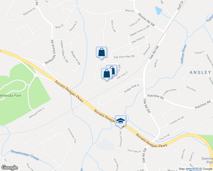 map of restaurants, bars, coffee shops, grocery stores, and more near 580 Oak Vista Court in Lawrenceville