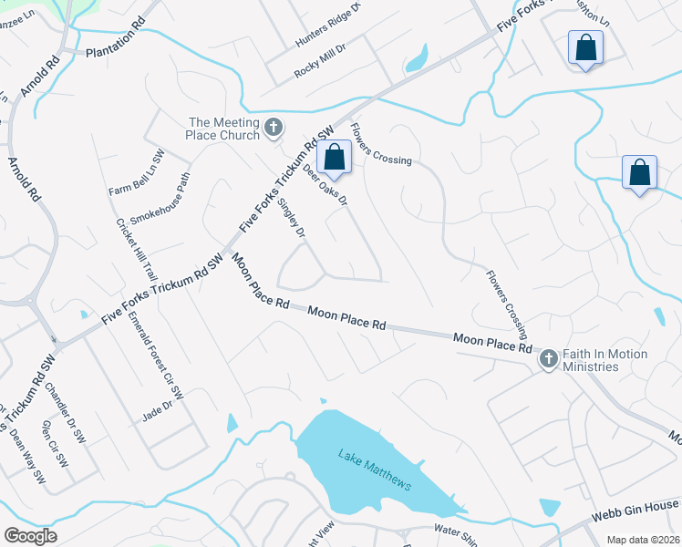 map of restaurants, bars, coffee shops, grocery stores, and more near 756 Singley Drive in Lawrenceville