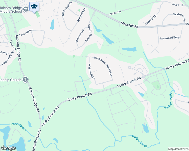 map of restaurants, bars, coffee shops, grocery stores, and more near 1010 Waverly Meadow Drive in Bogart
