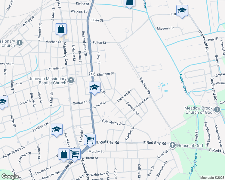 map of restaurants, bars, coffee shops, grocery stores, and more near 720 Barwick Road in Sumter