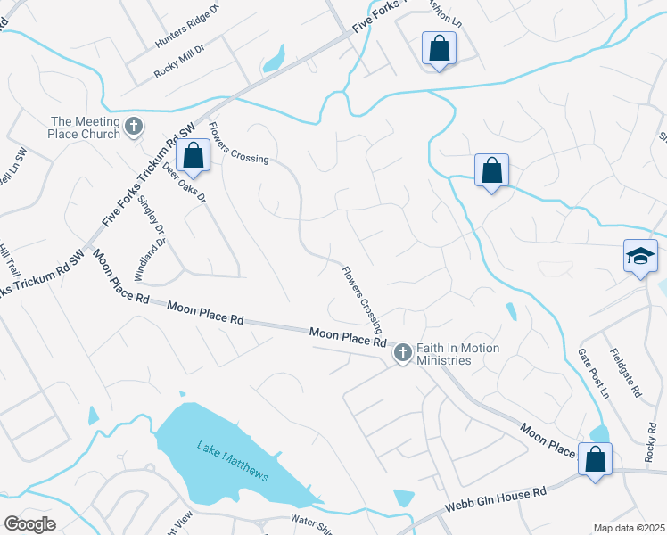 map of restaurants, bars, coffee shops, grocery stores, and more near 938 Flowers Crossing in Lawrenceville
