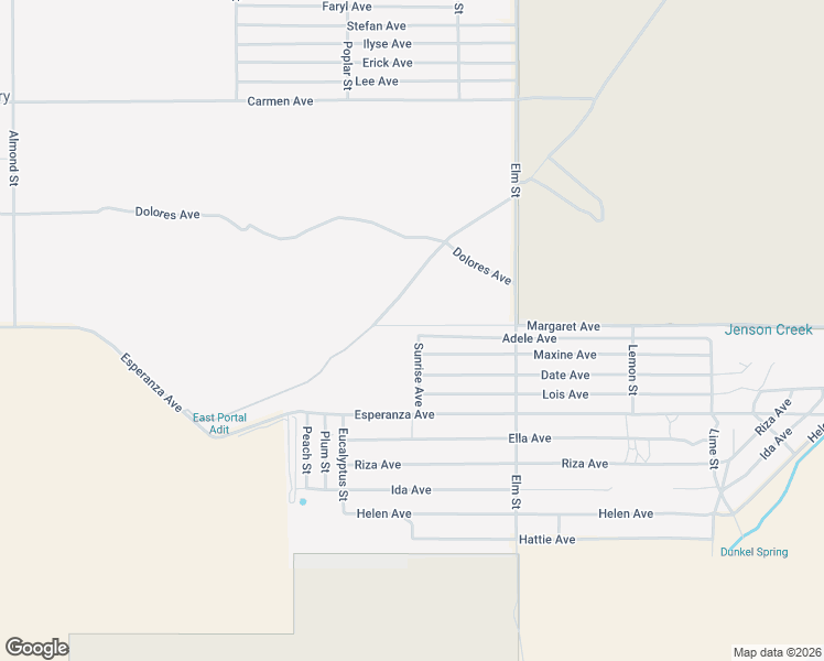map of restaurants, bars, coffee shops, grocery stores, and more near 15011 Sunrise Avenue in Cabazon