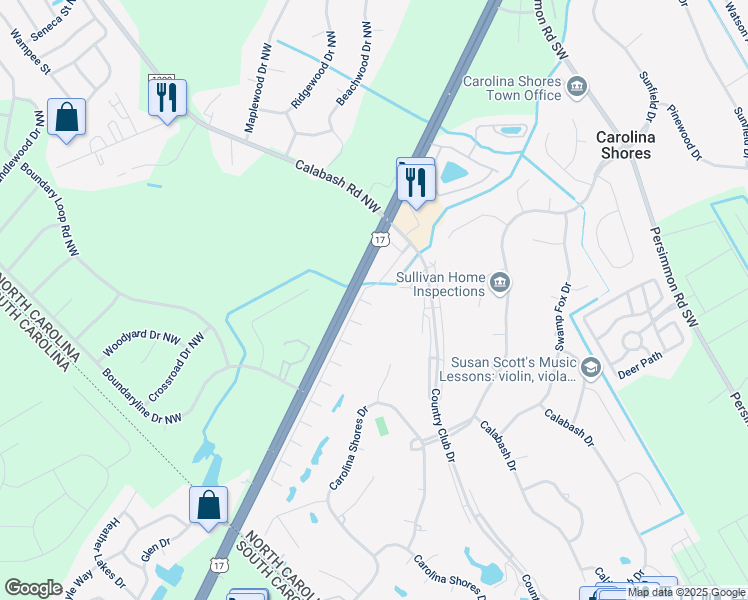map of restaurants, bars, coffee shops, grocery stores, and more near 5 Ct 3 in Carolina Shores