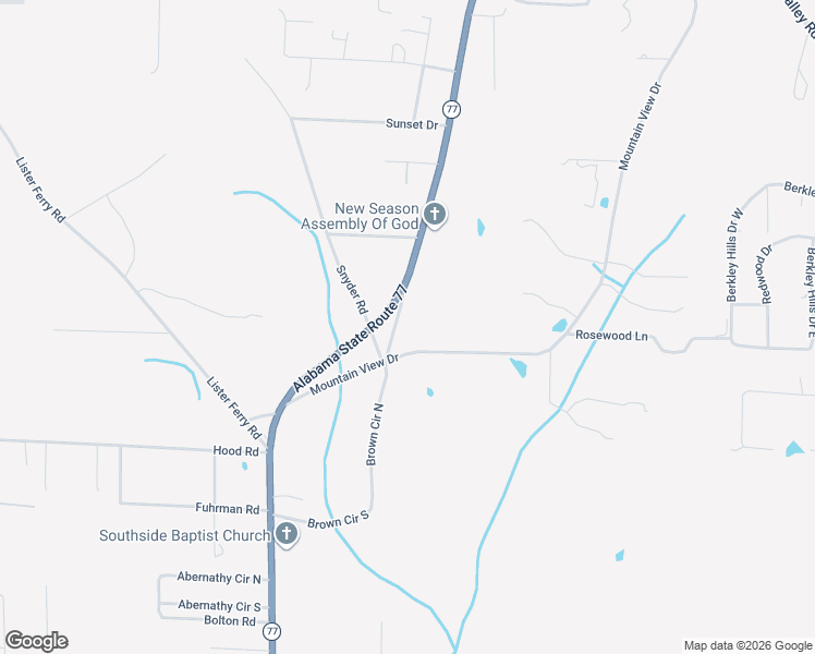 map of restaurants, bars, coffee shops, grocery stores, and more near 3496 Mountain View Drive in Southside