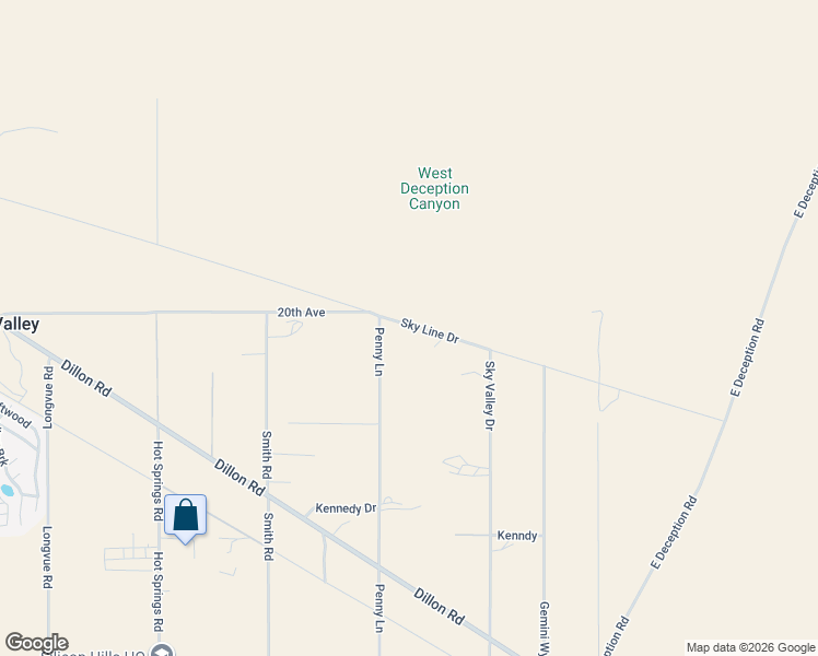 map of restaurants, bars, coffee shops, grocery stores, and more near 20158 Penny Lane in Desert Hot Springs