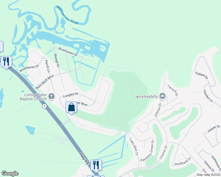 map of restaurants, bars, coffee shops, grocery stores, and more near 1813 Fairwinds Drive in Longs