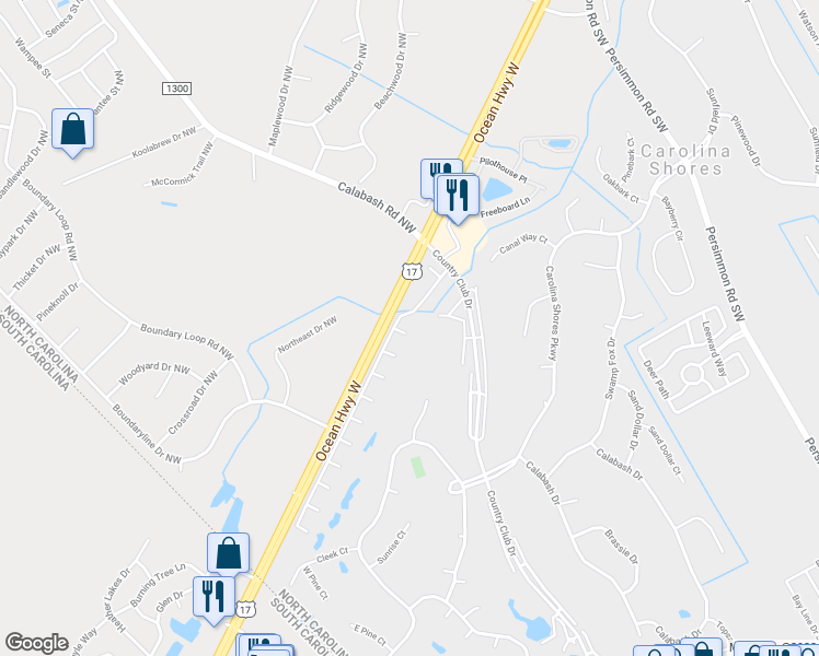 map of restaurants, bars, coffee shops, grocery stores, and more near 5 Ct 3 in Carolina Shores