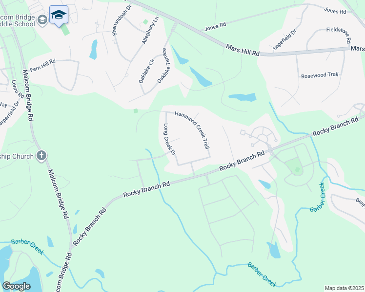 map of restaurants, bars, coffee shops, grocery stores, and more near 1010 Waverly Meadow Drive in Bogart