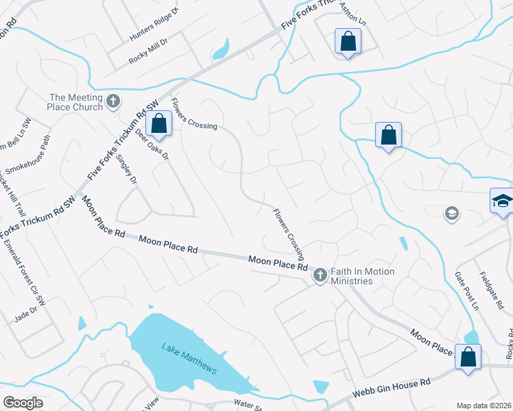 map of restaurants, bars, coffee shops, grocery stores, and more near 2060 Montrose Court in Lawrenceville