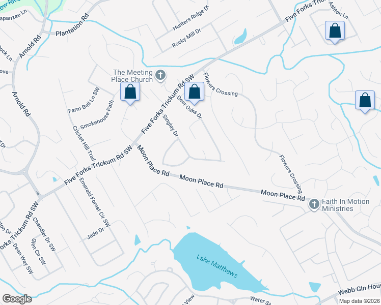 map of restaurants, bars, coffee shops, grocery stores, and more near 756 Singley Drive in Lawrenceville