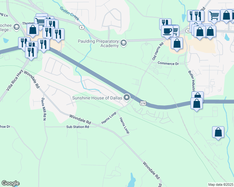 map of restaurants, bars, coffee shops, grocery stores, and more near 118 Silver Fox Trail in Dallas
