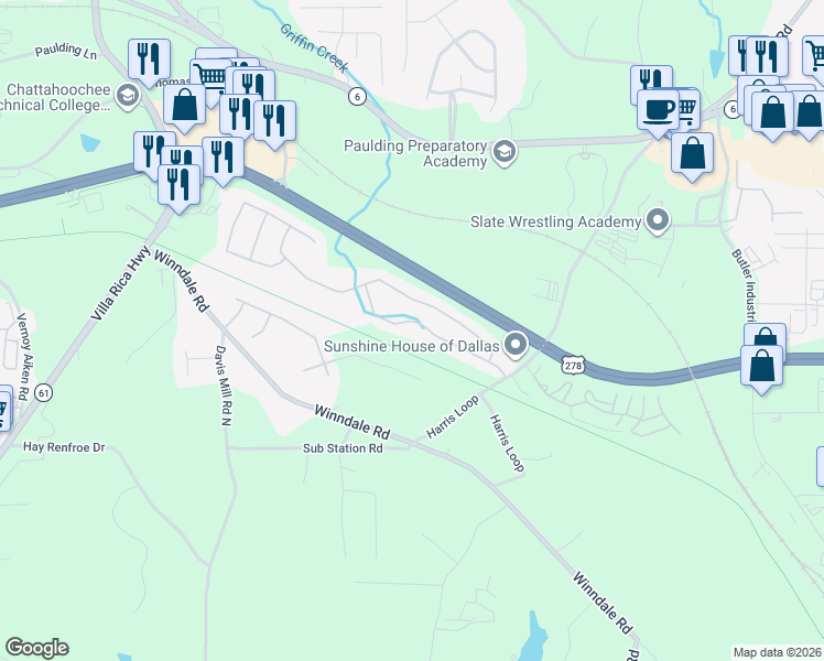 map of restaurants, bars, coffee shops, grocery stores, and more near 247 Silver Ridge Drive in Dallas