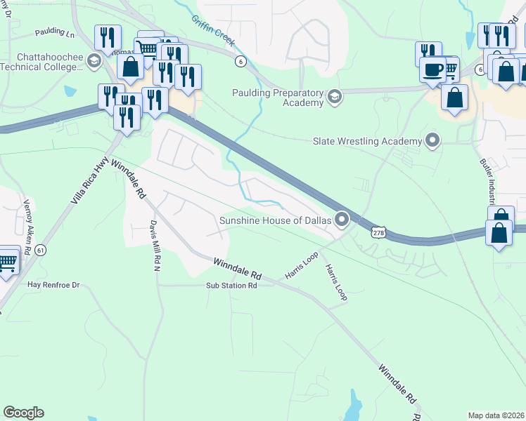 map of restaurants, bars, coffee shops, grocery stores, and more near 259 Silver Ridge Drive in Dallas