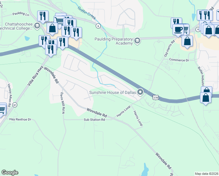 map of restaurants, bars, coffee shops, grocery stores, and more near 257 Silver Ridge Drive in Dallas