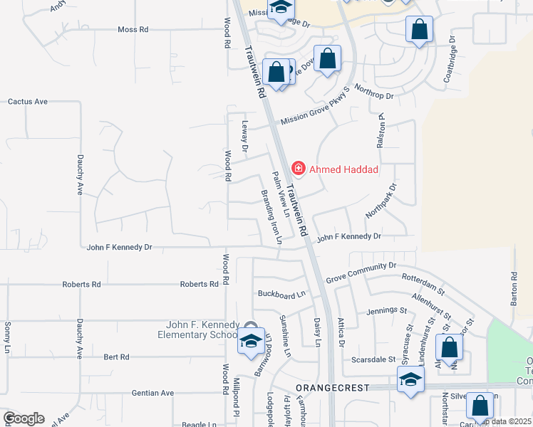 map of restaurants, bars, coffee shops, grocery stores, and more near 8123 Branding Iron Lane in Riverside