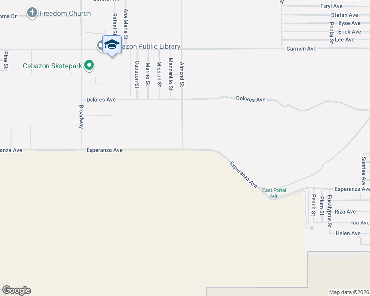 map of restaurants, bars, coffee shops, grocery stores, and more near in Cabazon